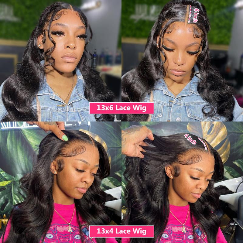 Black Body Wave 13x6 HD Transparent Lace Front Wig - 180% Density Human Hair