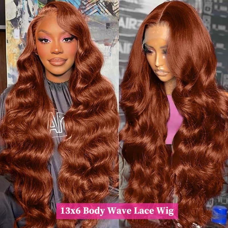 Ginger Orange Body Wave HD Transparent Lace Front Wig - 180% Density Human Hair, Colored Wig