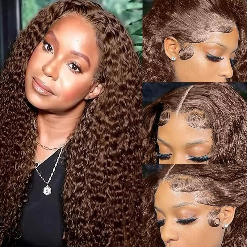 Chocolate Brown Deep Wave 13x4 HD Transparent Lace Front Wig - 180% Density Human Hair, Colored Wig