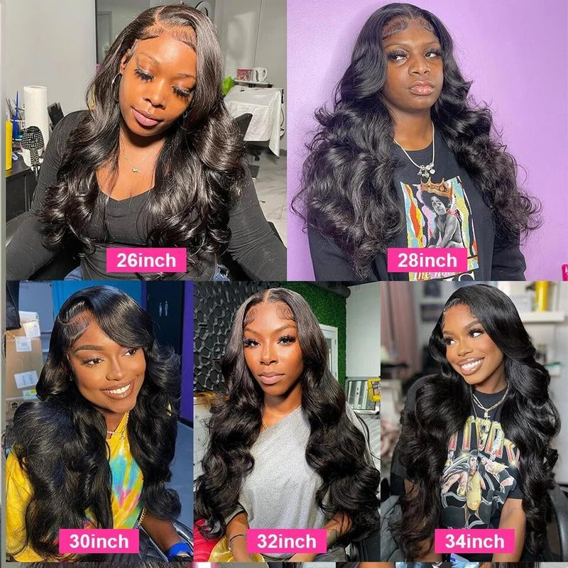 Black Body Wave 13x6 HD Transparent Lace Front Wig - 180% Density Human Hair