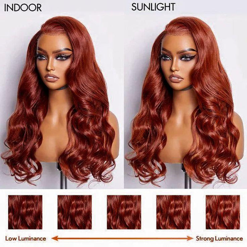 Ginger Orange Body Wave HD Transparent Lace Front Wig - 180% Density Human Hair, Colored Wig