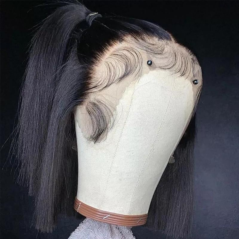 Black Straight Bob 13x4 HD Transparent Lace Front Wig - 180% Density Human Hair