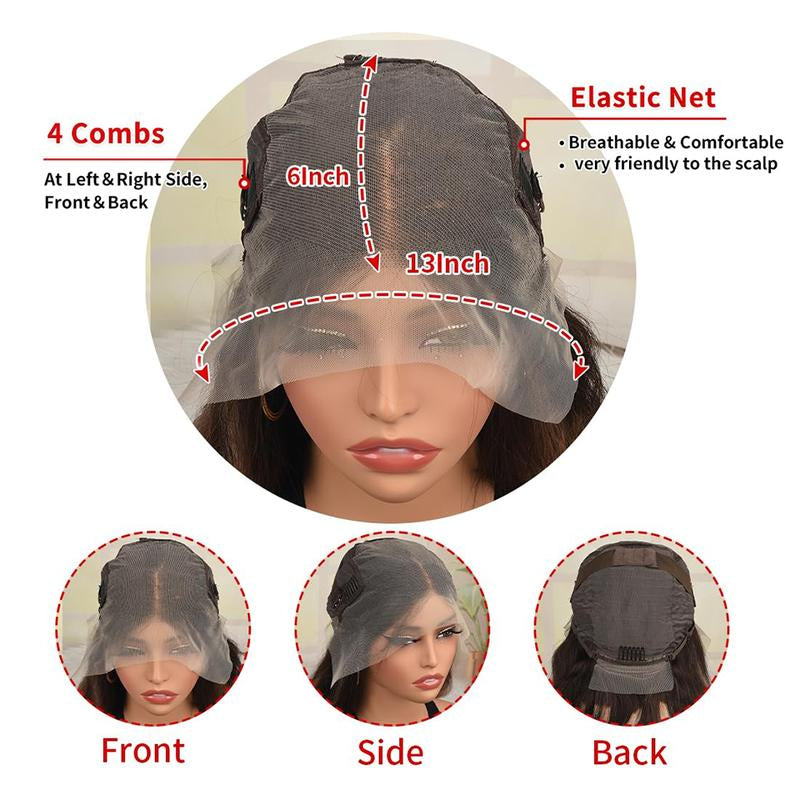 Brown Blonde Highlights Body Wave 13x6 HD Transparent Lace Front Wig - 180% Density Human Hair, Colored Wig