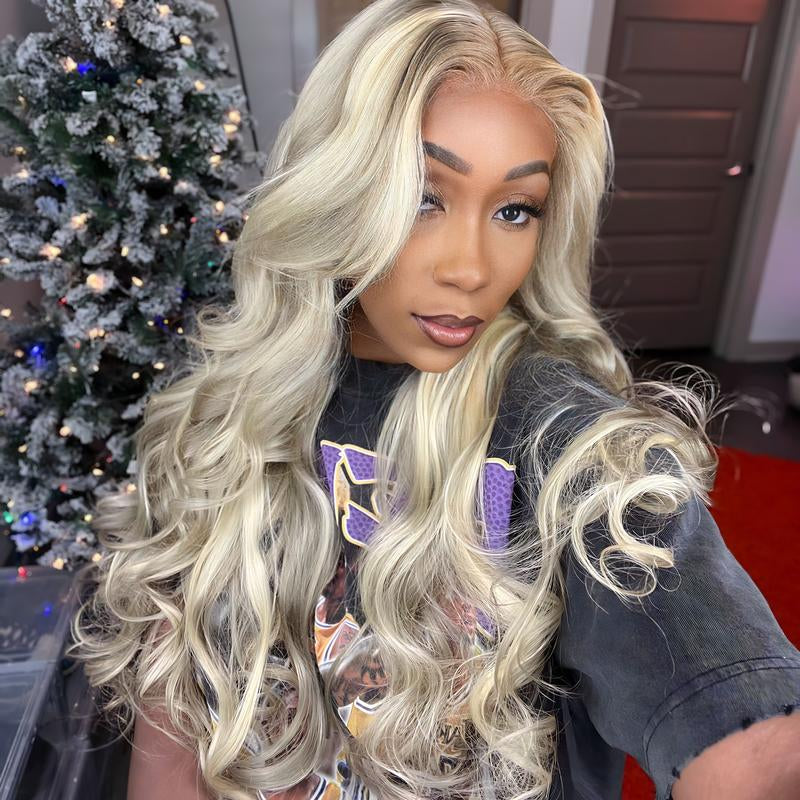 Blonde Balayage Straight 13x6 HD Transparent Lace Front Wig - 250% Density Human Hair, Colored Wig