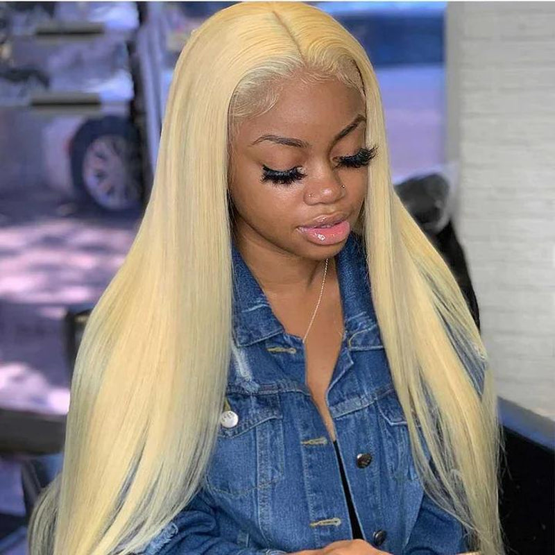 613 Straight 13x6 HD Transparent Lace Front Wig - 180% Density Human Hair, Colored Wig