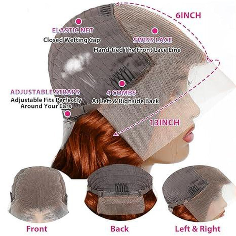 Red Straight and Body Wave 13X6 HD Transparent Lace Front Wig - 180% Density Human Hair, Colored Wig for Women