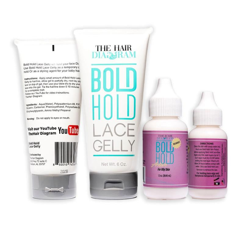 Bold Hold Active Lace Wig Glue 1.3Oz & Gelly 6Oz Combo Pack