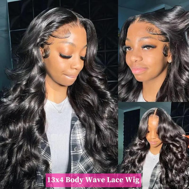 Black Body Wave 13x6 HD Transparent Lace Front Wig - 180% Density Human Hair