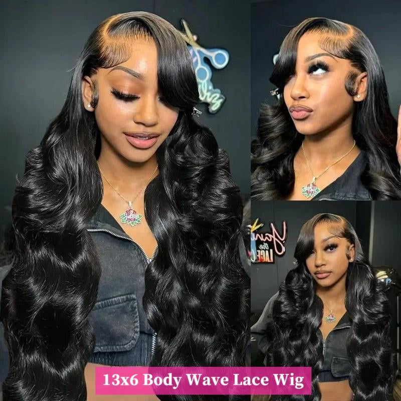 Black Body Wave 13x6 HD Transparent Lace Front Wig - 180% Density Human Hair