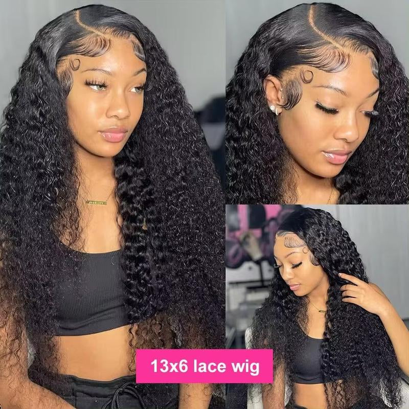Black Jerry Curl 13x6 HD Transparent Lace Front Wig - 180% Density Human Hair Wig