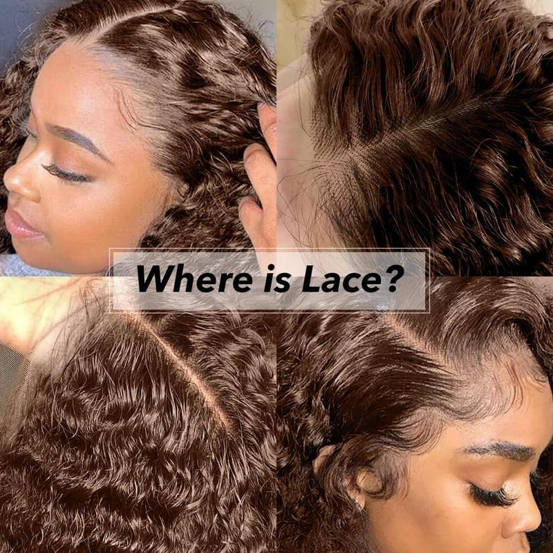 Chocolate Brown Deep Wave 13x4 HD Transparent Lace Front Wig - 180% Density Human Hair, Colored Wig