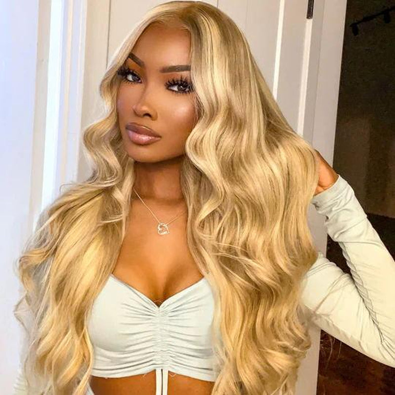 Blonde Balayage Straight 13x6 HD Transparent Lace Front Wig - 250% Density Human Hair, Colored Wig
