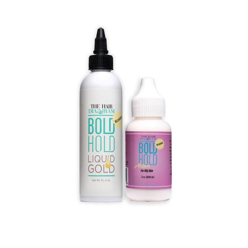 Bold Hold Active Lace Wig Glue 1.3Oz & Liquid Gold 4Oz Combo Pack