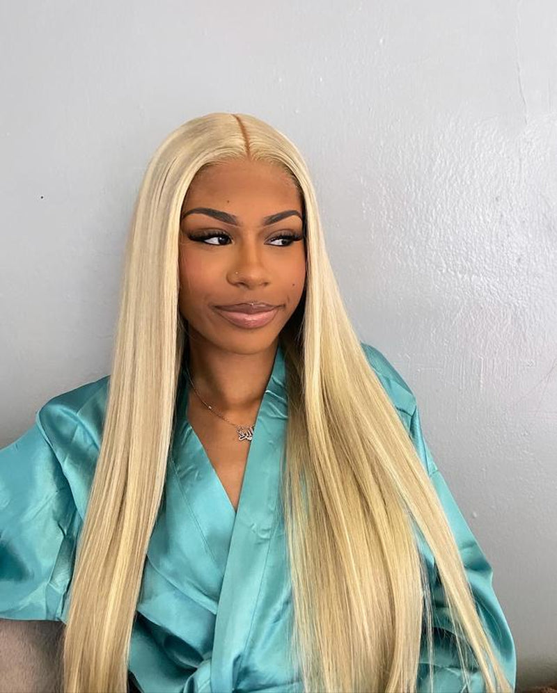 Blonde Balayage Straight 13x6 HD Transparent Lace Front Wig - 250% Density Human Hair, Colored Wig