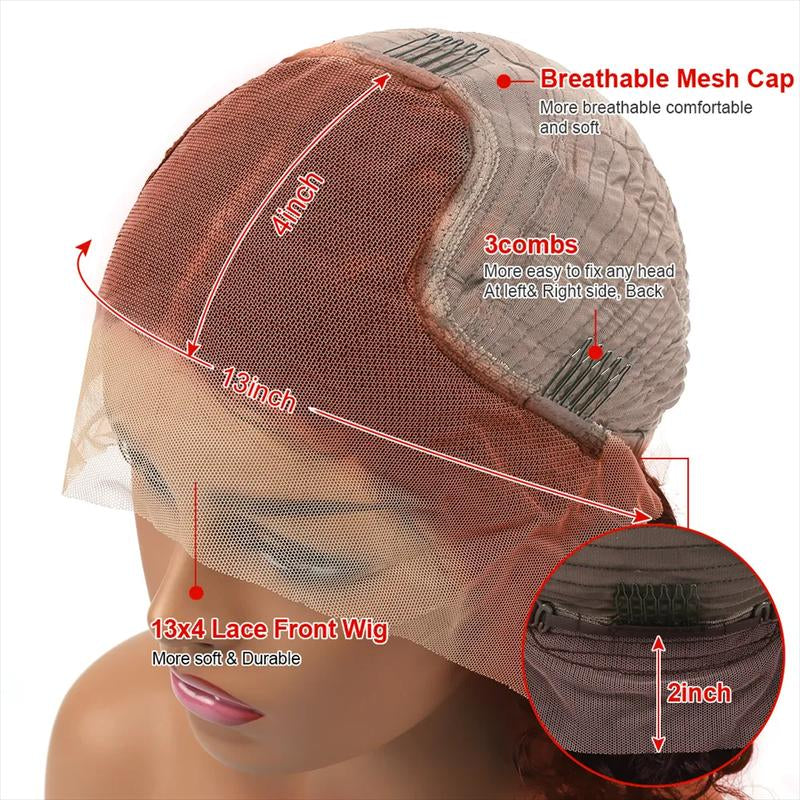 Ginger Straight HD Transparent 13x6 Lace Front Wig Human Hair - 180% Human Hair, Colored Wig