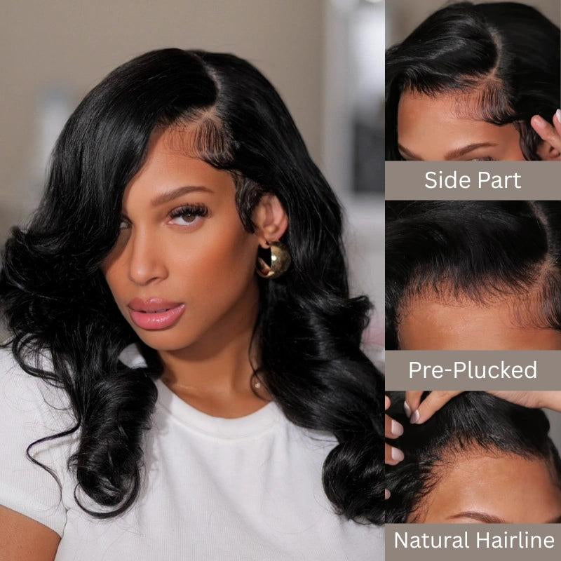 Black Butterfly Cut Face-Framing Peacock Curls 13X6 Glueless Wig - 250% Density Human Hair