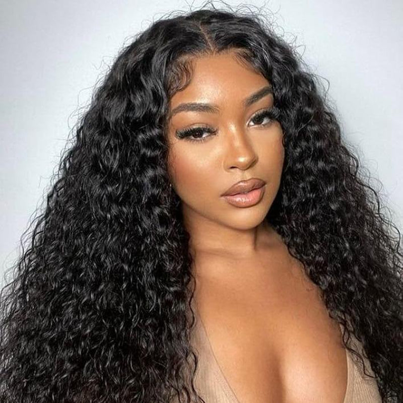 Black Jerry Curl 13x6 HD Transparent Lace Front Wig - 180% Density Human Hair Wig