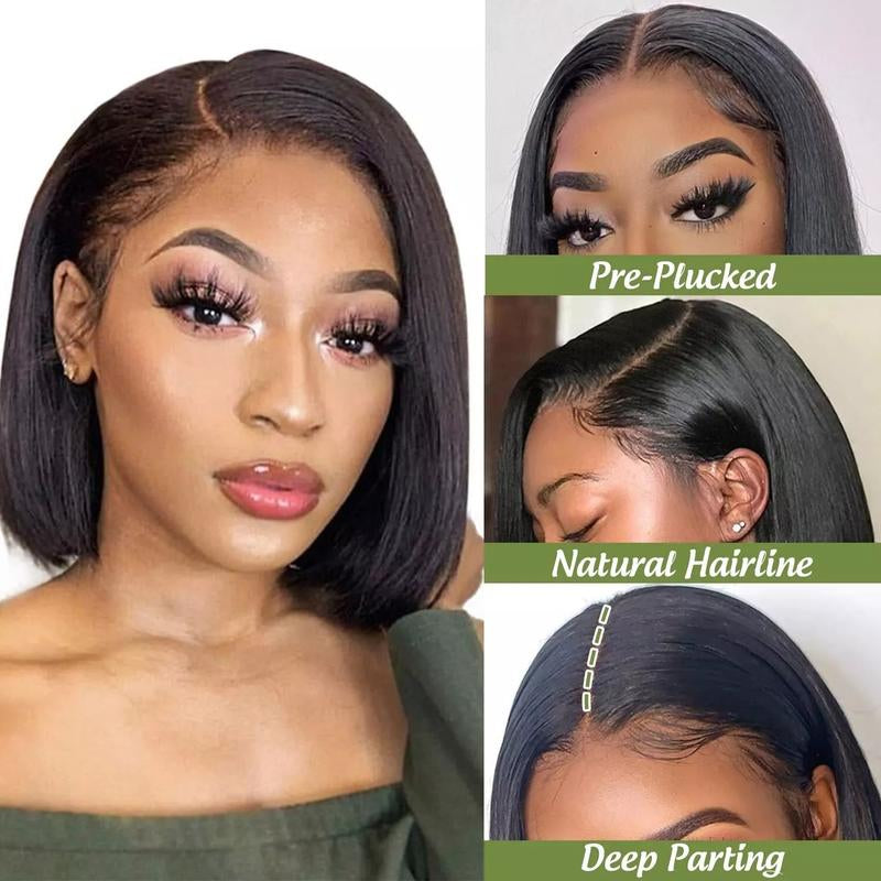 Black Straight Bob 13x4 HD Transparent Lace Front Wig - 180% Density Human Hair