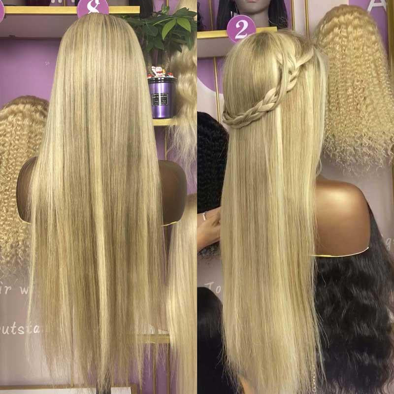 Blonde Balayage Straight 13x6 HD Transparent Lace Front Wig - 250% Density Human Hair, Colored Wig