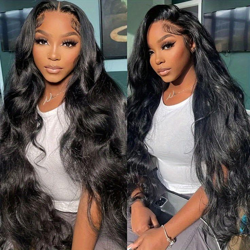 Black Body Wave 13x6 HD Transparent Lace Front Wig - 180% Density Human Hair
