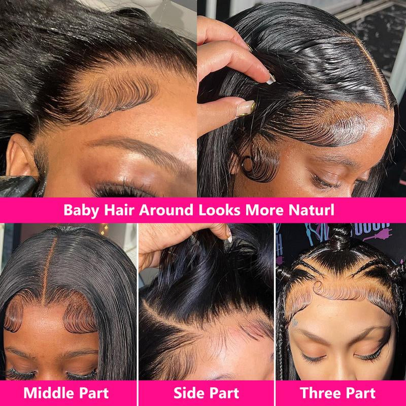 Black Body Wave 13x6 HD Transparent Lace Front Wig - 180% Density Human Hair