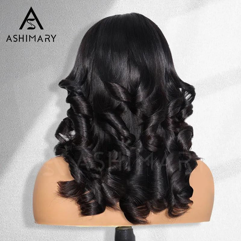 Black Butterfly Cut Face-Framing Peacock Curls 13X6 Glueless Wig - 250% Density Human Hair