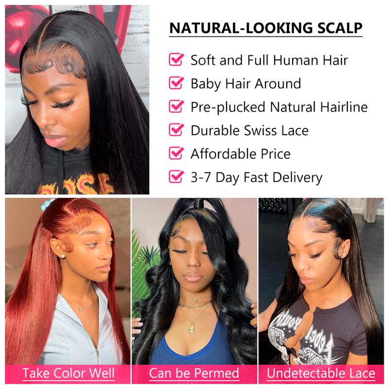 Black Straight & Body Wave 360 HD Transparent Full Lace Wig - 180% Density Human Hair
