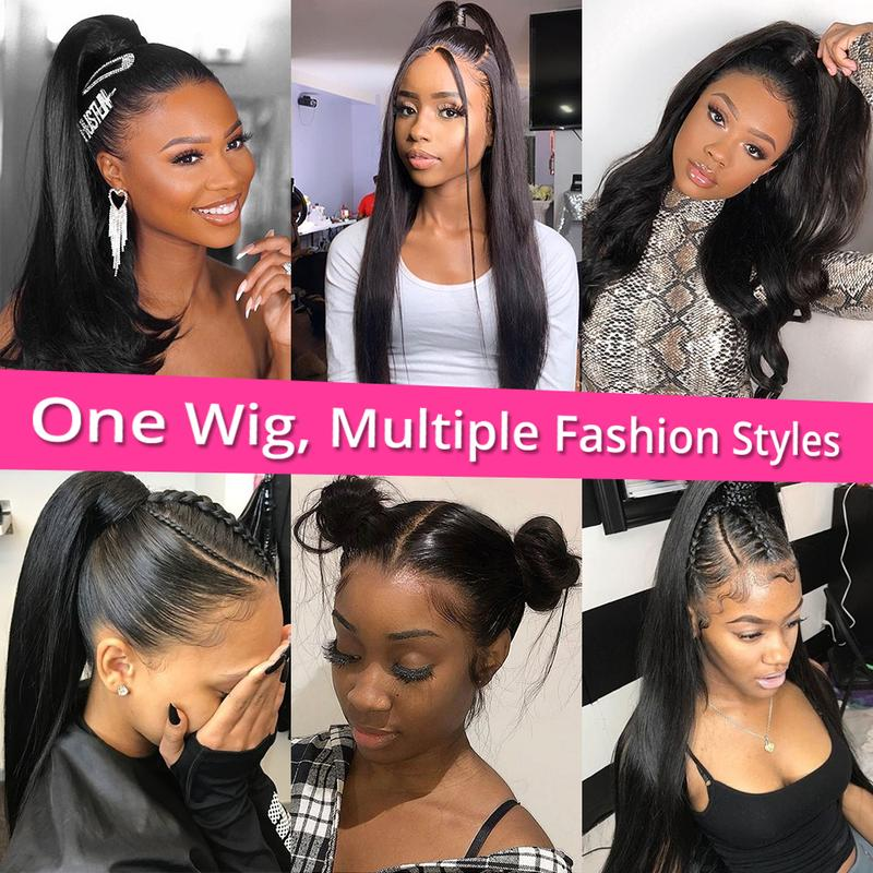 Black Straight & Body Wave 360 HD Transparent Full Lace Wig - 180% Density Human Hair