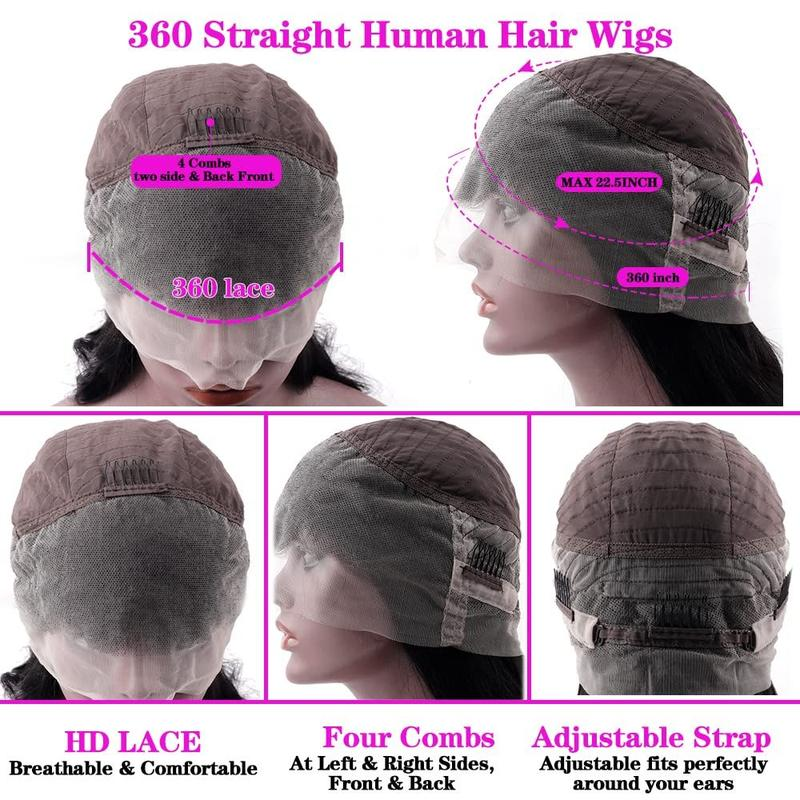 Black Straight & Body Wave 360 HD Transparent Full Lace Wig - 180% Density Human Hair