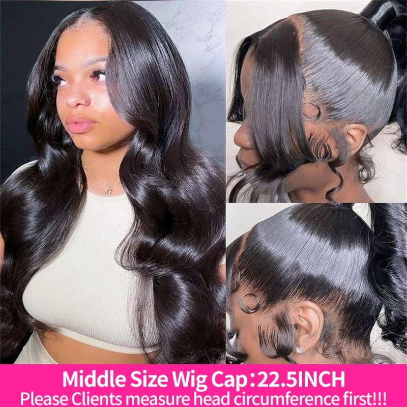 Black Straight & Body Wave 360 HD Transparent Full Lace Wig - 180% Density Human Hair