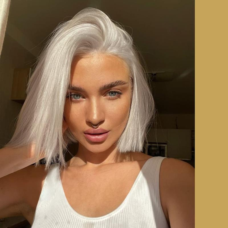 Platinum Straight Bob 13x4 HD Transparent Lace Front Wig - 180% Density Human Hair, Colored Wig