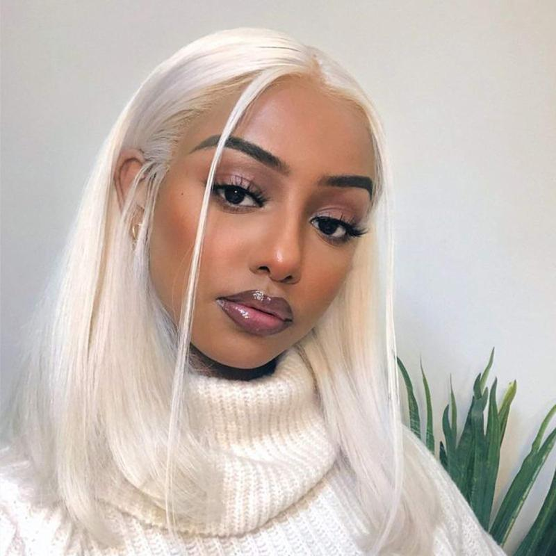 Platinum Straight Bob 13x4 HD Transparent Lace Front Wig - 180% Density Human Hair, Colored Wig
