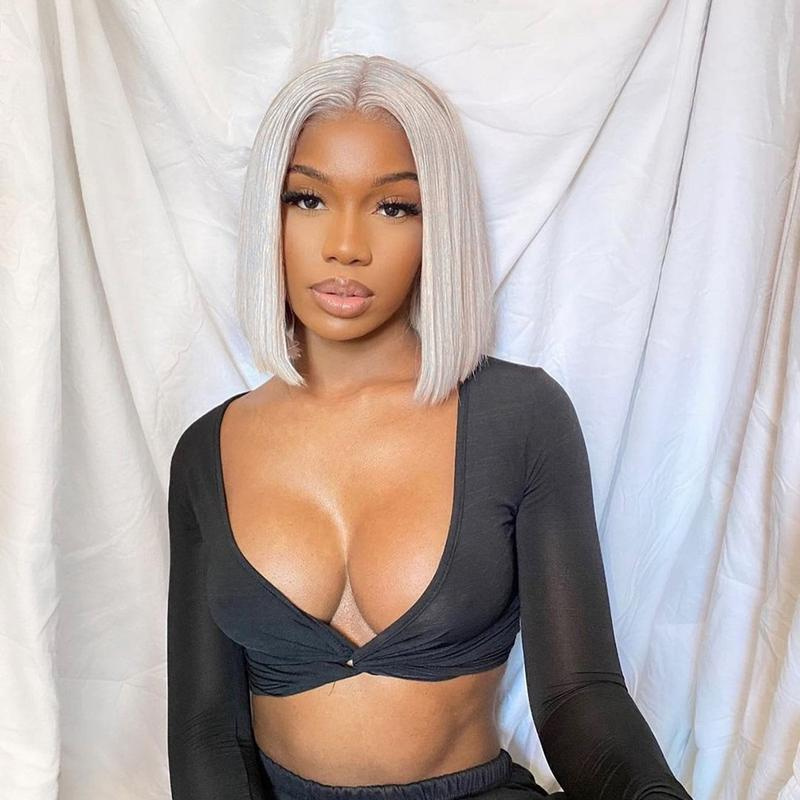 Platinum Straight Bob 13x4 HD Transparent Lace Front Wig - 180% Density Human Hair, Colored Wig