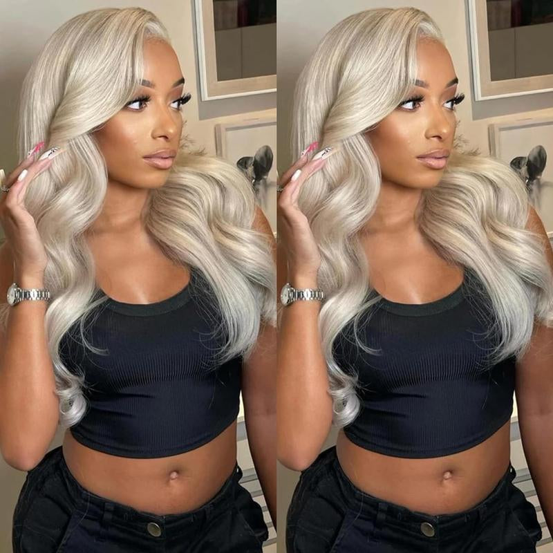 Platinum Blonde Body Wave 13x4 HD Transparent Lace Front Wig - 180% Density Human Hair, Colored Wig