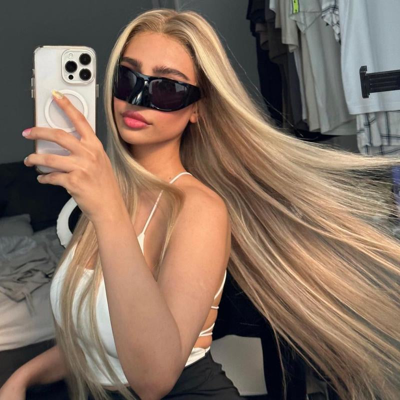 Blonde Balayage Straight 13x6 HD Transparent Lace Front Wig - 250% Density Human Hair, Colored Wig