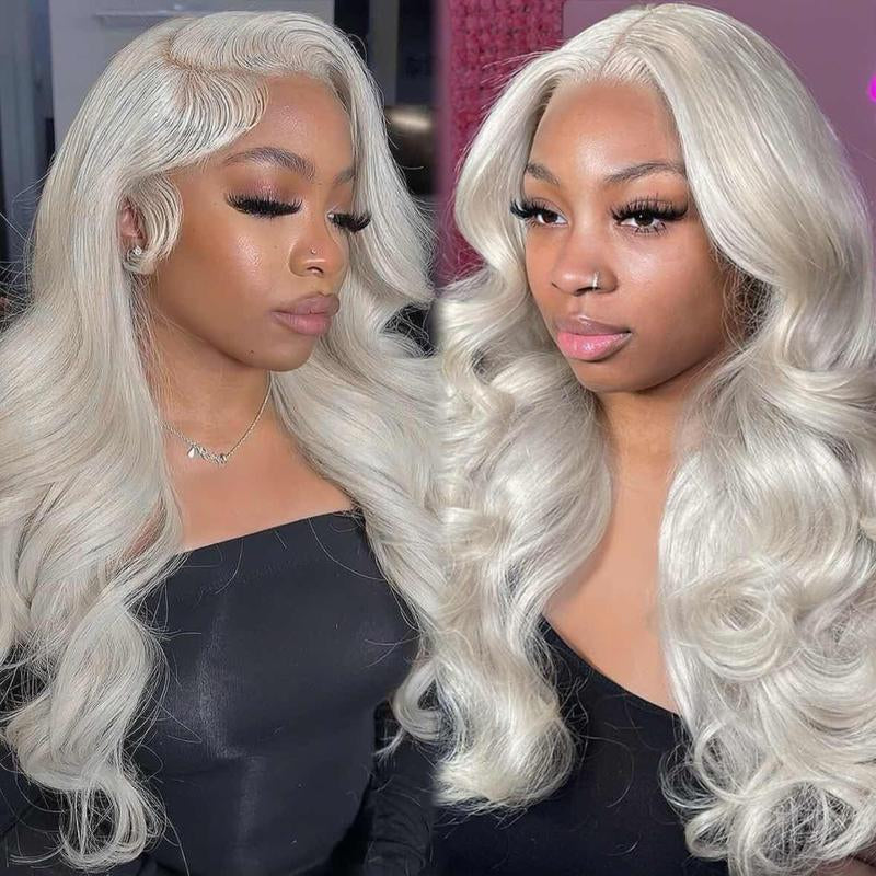 Platinum Blonde Body Wave 13x4 HD Transparent Lace Front Wig - 180% Density Human Hair, Colored Wig