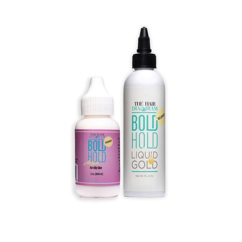 Bold Hold Active Lace Wig Glue 1.3Oz & Liquid Gold 4Oz Combo Pack