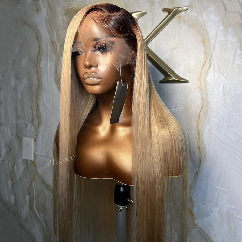 Ash Blonde Straight 13x4 HD Transparent Lace Front Wig - 200% Density Human Hair, Colored Wig