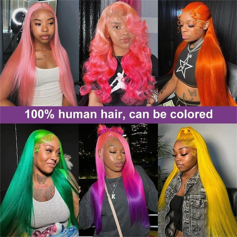613 Straight 13x6 HD Transparent Lace Front Wig - 180% Density Human Hair, Colored Wig