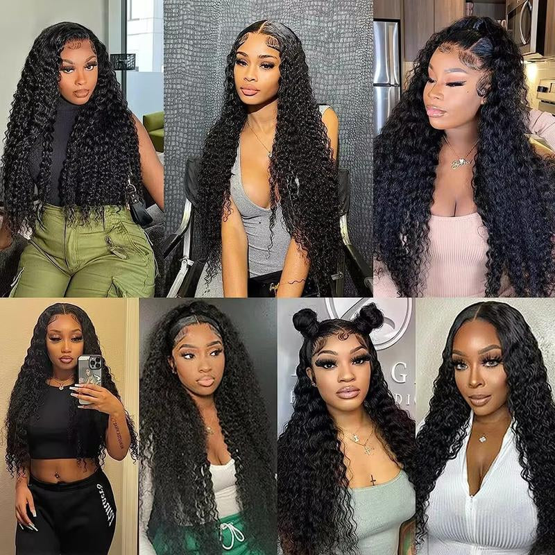Black Jerry Curl 13x6 HD Transparent Lace Front Wig - 180% Density Human Hair Wig