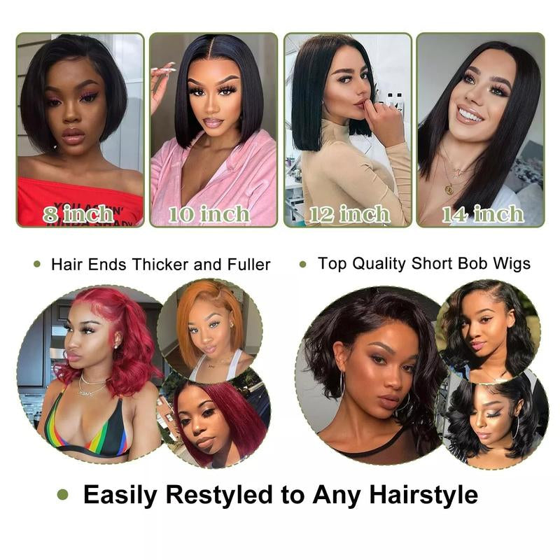 Black Straight Bob 13x4 HD Transparent Lace Front Wig - 180% Density Human Hair