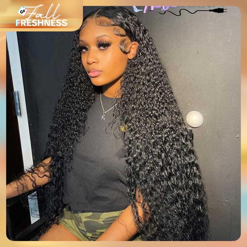 Black Jerry Curl 13x6 HD Transparent Lace Front Wig - 180% Density Human Hair Wig