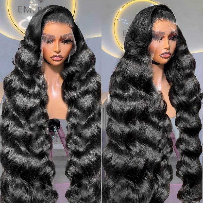 Black Body Wave 13x6 HD Transparent Lace Front Wig - 180% Density Human Hair