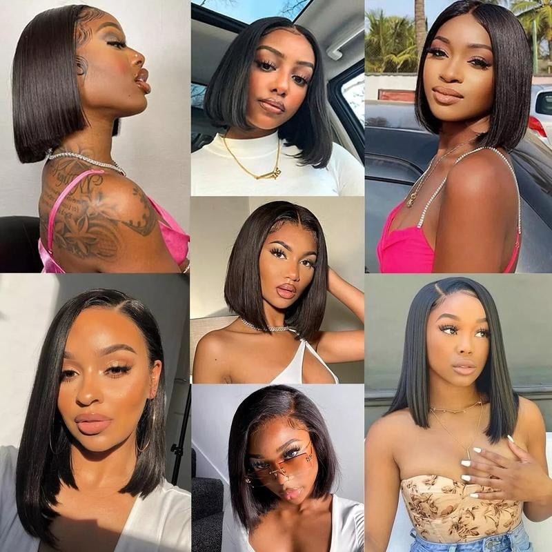 Black Straight Bob 13x4 HD Transparent Lace Front Wig - 180% Density Human Hair