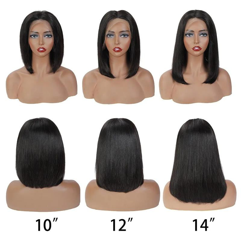 Black Straight Bob 13x4 HD Transparent Lace Front Wig - 180% Density Human Hair
