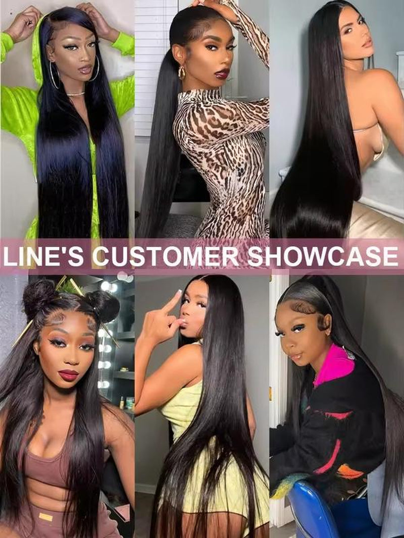 Black Bone Straight 13x6 HD Transparent Lace Front Wig - 180% Density Human Hair Wig