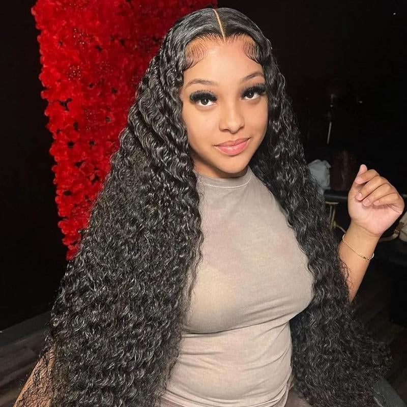 Black Jerry Curl 13x6 HD Transparent Lace Front Wig - 180% Density Human Hair Wig