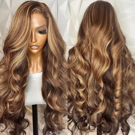 Human Hair Lace Front Wig – 13x6 HD Transparent, P4/27 Highlights – Body Wave - 180% Density