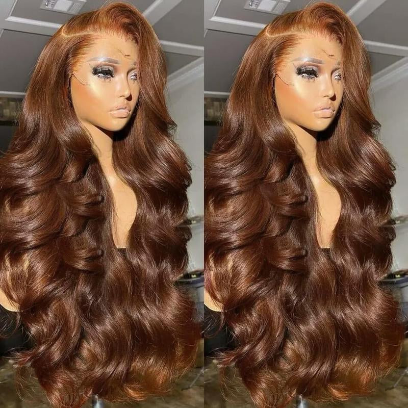 Chocolate Brown Straight and Body Wave 13X6 HD Transparent Lace Front Wig - 180% Density Human Hair, Colored Wig
