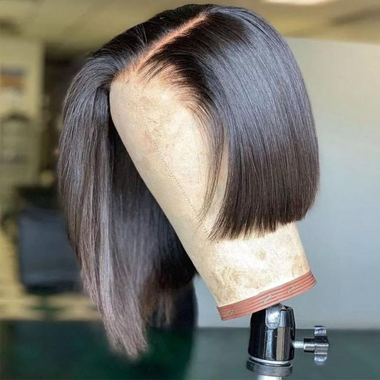 Black Straight Bob 13x4 HD Transparent Lace Front Wig - 180% Density Human Hair